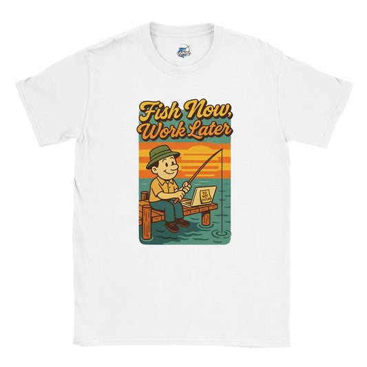 Fish Now, Work Later Fishing T-shirt - Fishing Central Australia