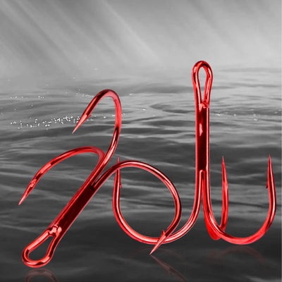 Red Treble Hooks for Saltwater High Strength Fishing