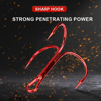 Red Treble Hooks for Saltwater High Strength Fishing