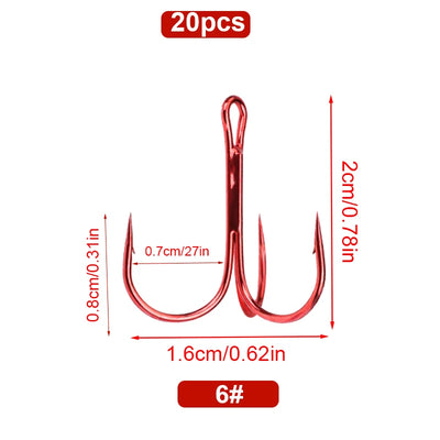 Red Treble Hooks for Saltwater High Strength Fishing