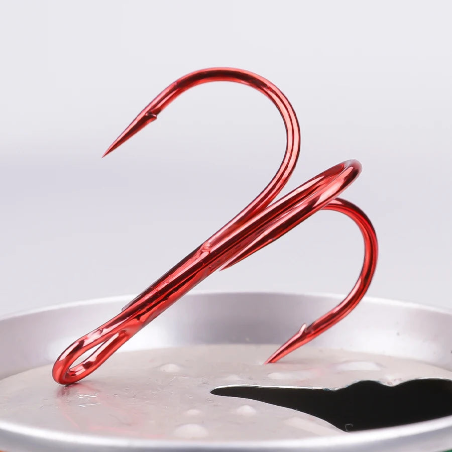 Red Treble Hooks for Saltwater High Strength Fishing