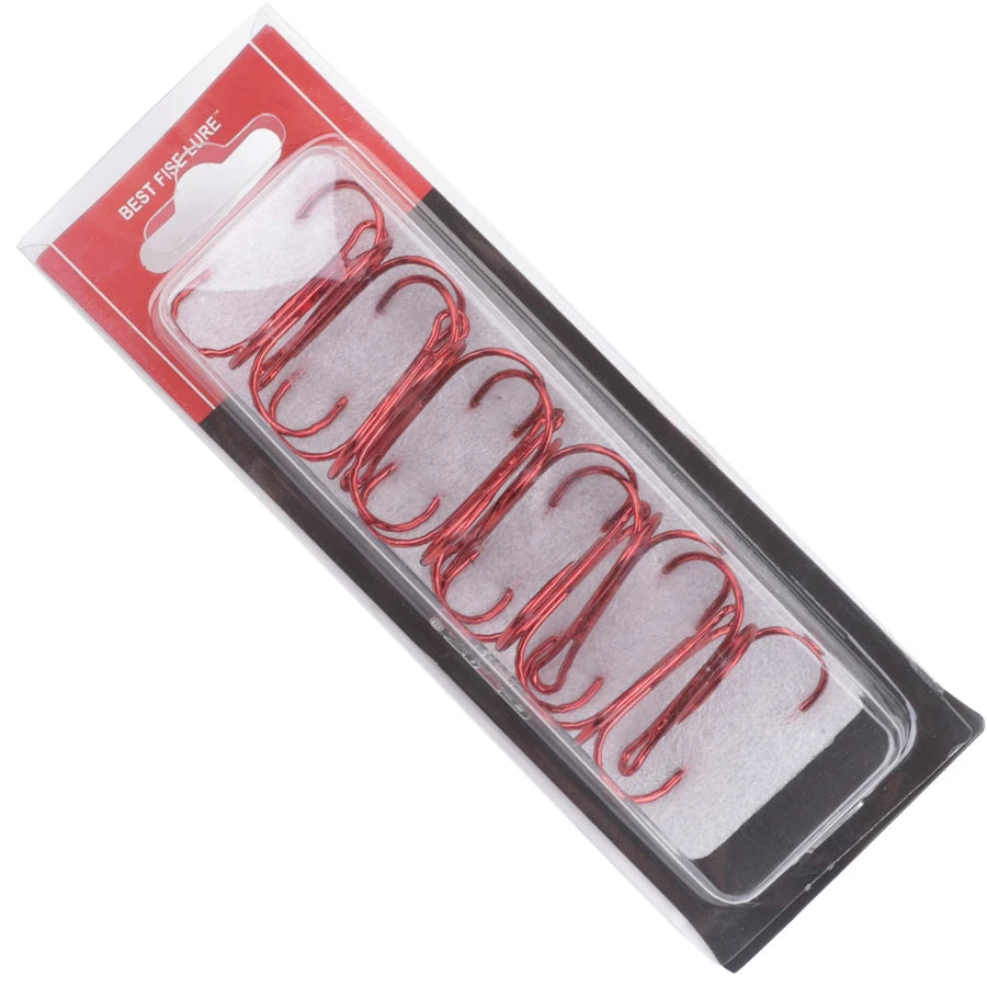 Red Treble Hooks for Saltwater High Strength Fishing