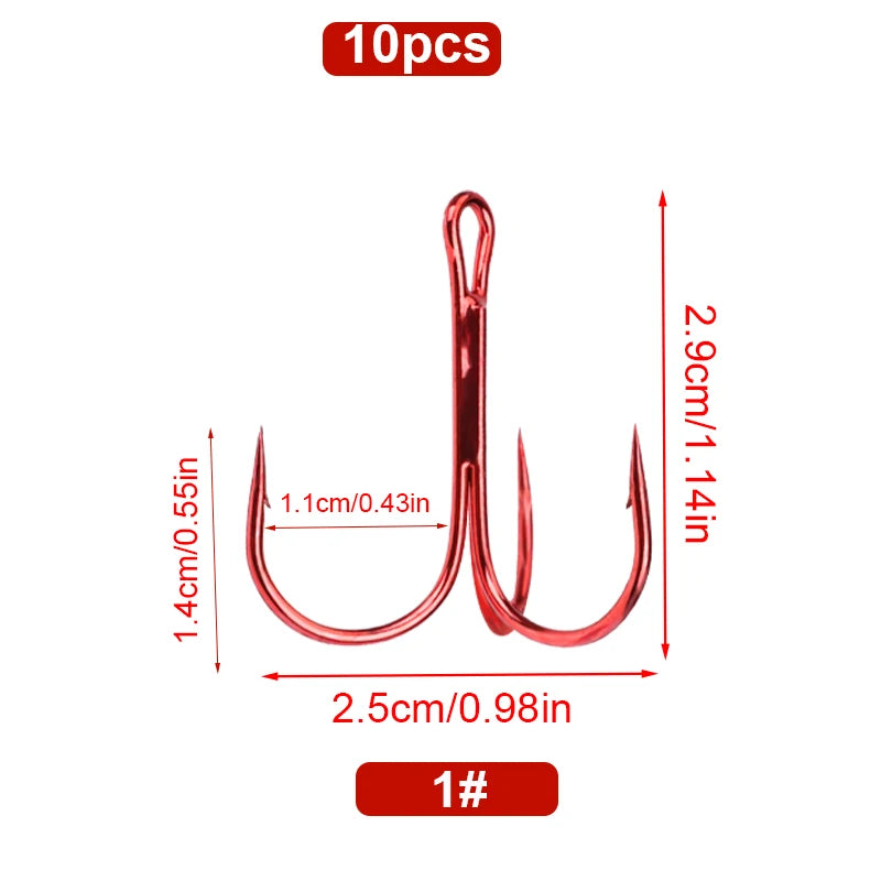Red Treble Hooks for Saltwater High Strength Fishing