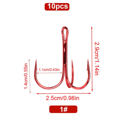 Red Treble Hooks for Saltwater High Strength Fishing