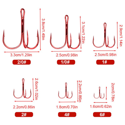 Red Treble Hooks for Saltwater High Strength Fishing