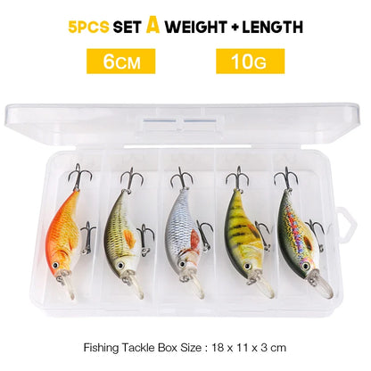 Floating Rattling Crankbait Lure Set for Pike