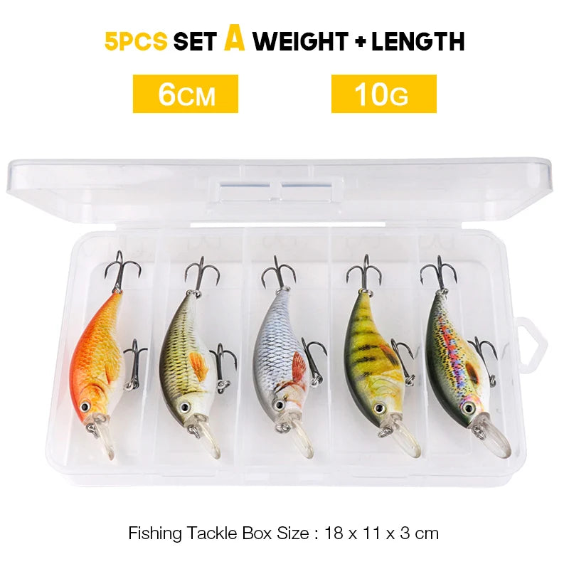 Floating Rattling Crankbait Lure Set for Pike