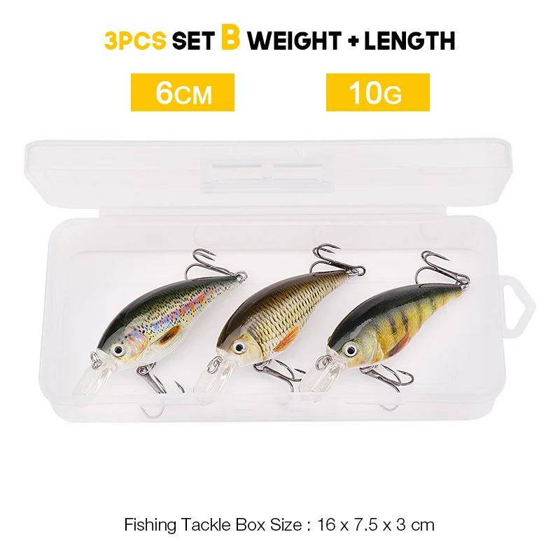 Floating Rattling Crankbait Lure Set for Pike