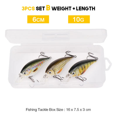 Floating Rattling Crankbait Lure Set for Pike