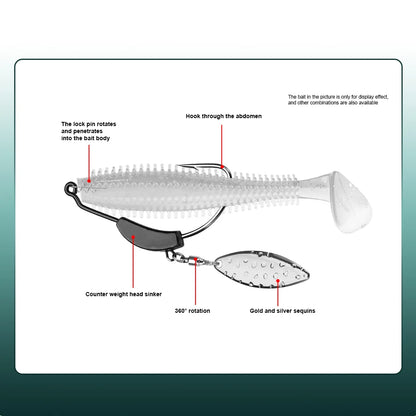 Offset Spinner Hooks with Metal Spoon and Jig Head