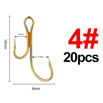 Double Golden Barbed Hooks for Pike and Perch