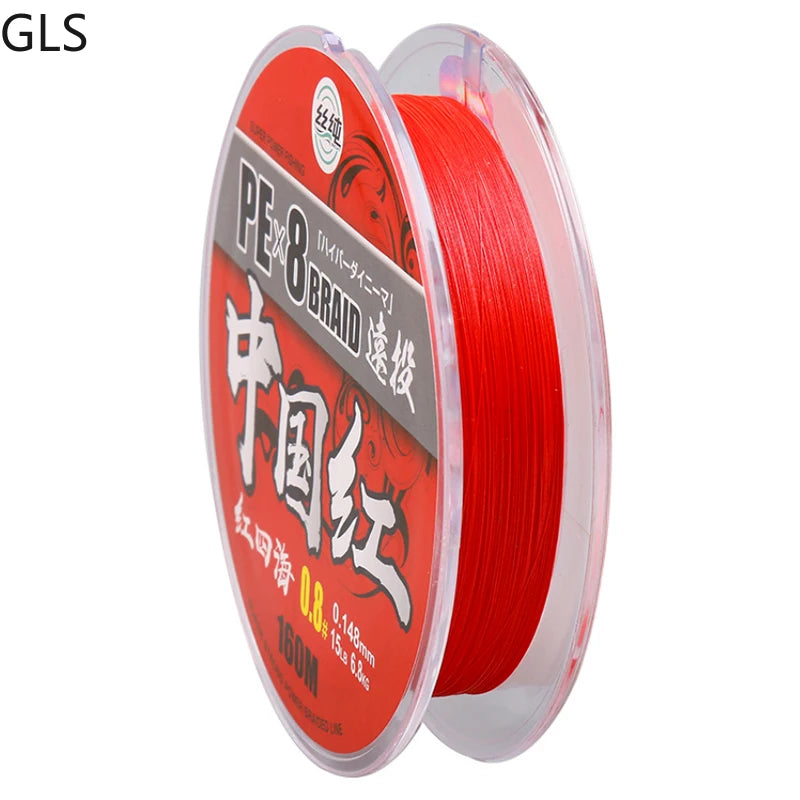2023 New 100M/150M 8 Strands PE Line China Red Non-fading Braided Line Long Throw Multifilament Carp PE Fishing Line