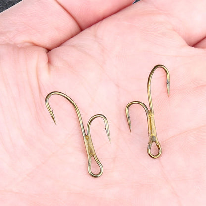 Double Golden Barbed Hooks for Pike and Perch