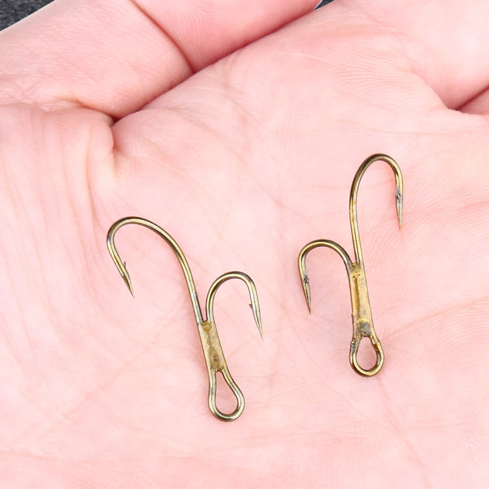 Double Golden Barbed Hooks for Pike and Perch