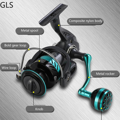 Aluminum Spool Spinning Reel with Smooth Cast