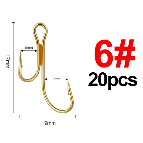 Double Golden Barbed Hooks for Pike and Perch
