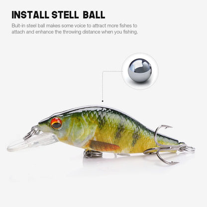 Floating Black Minnow Lure Set with Tackle Box