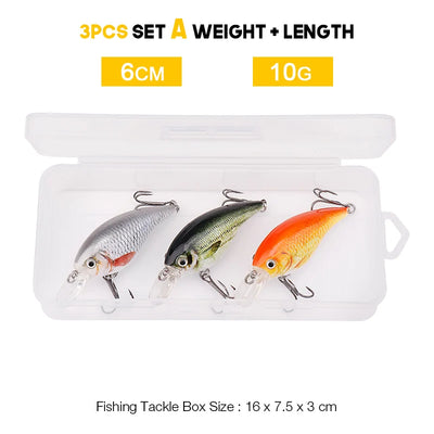 Floating Rattling Crankbait Lure Set for Pike