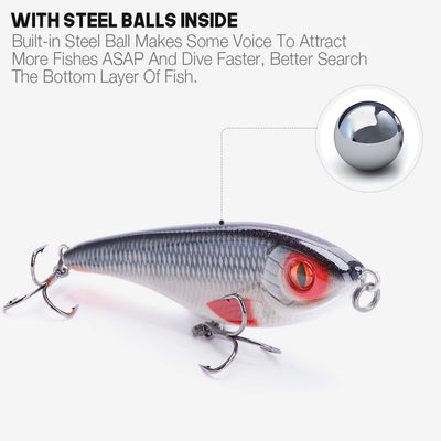Sinking Jerkbait Vib Lure with Origin Hooks for Pike