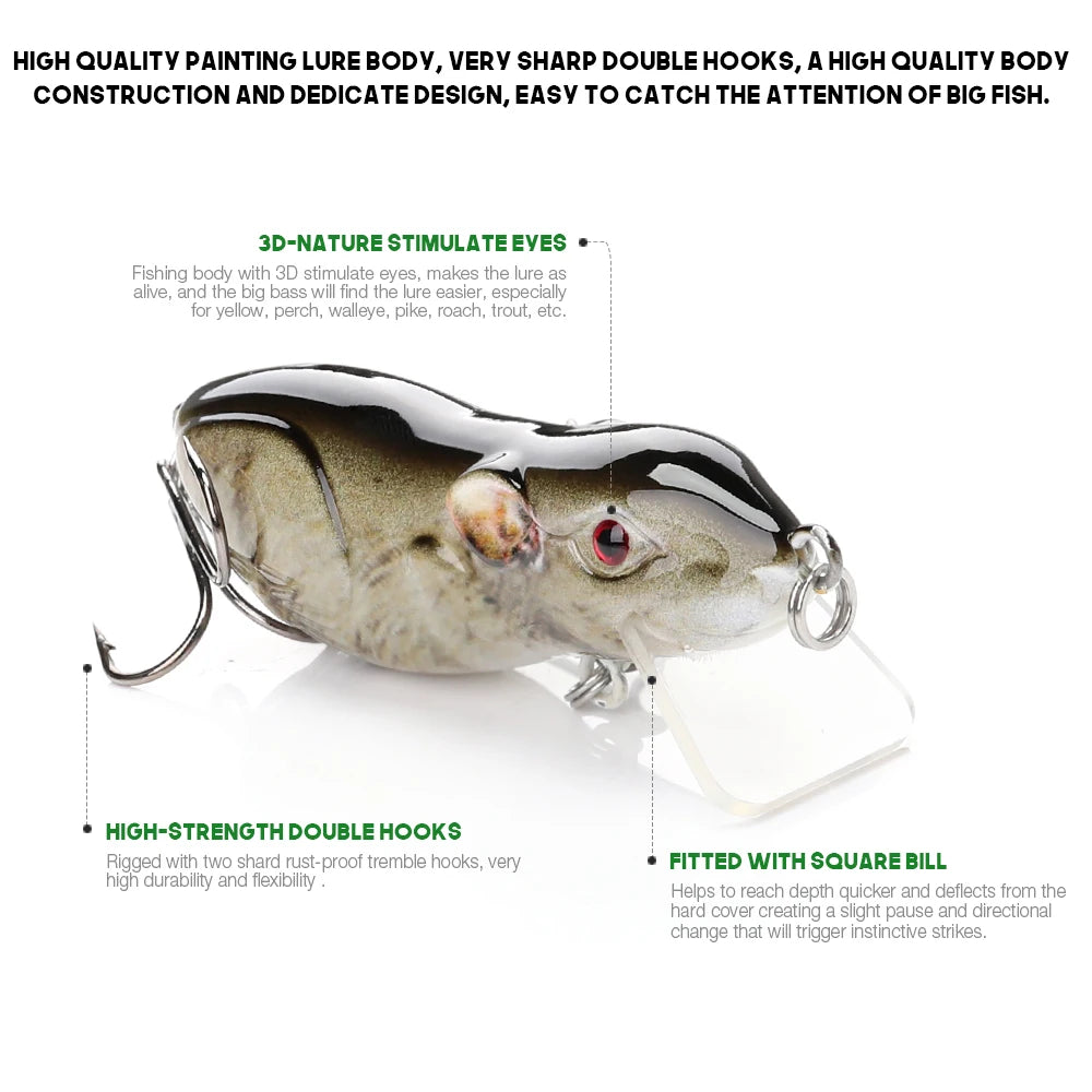 3D Mouse Lure Floating Wobbler for Pike and Bass