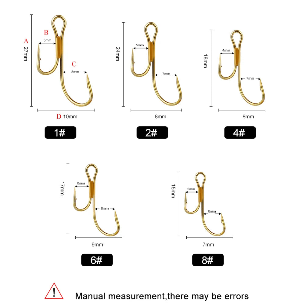 Double Golden Barbed Hooks for Pike and Perch