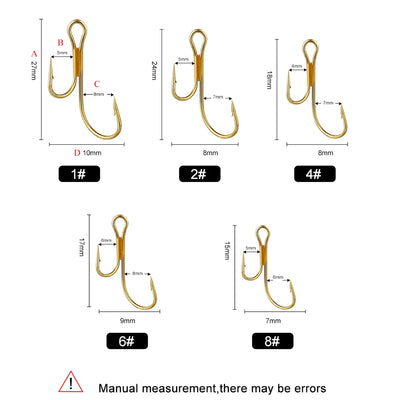 Double Golden Barbed Hooks for Pike and Perch