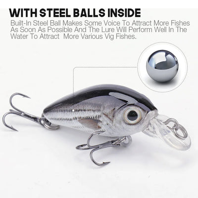Mini Wobblers Lure Set with Tackle Box