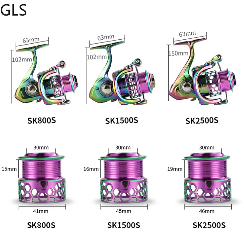 Multicolor Spinning Reel for Saltwater and Freshwater Use