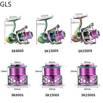 Multicolor Spinning Reel for Saltwater and Freshwater Use