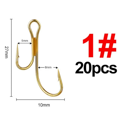 Double Golden Barbed Hooks for Pike and Perch