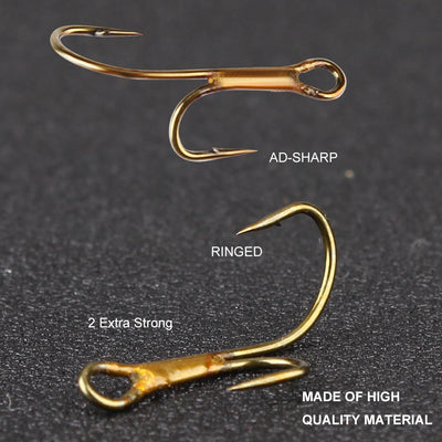 Double Golden Barbed Hooks for Pike and Perch