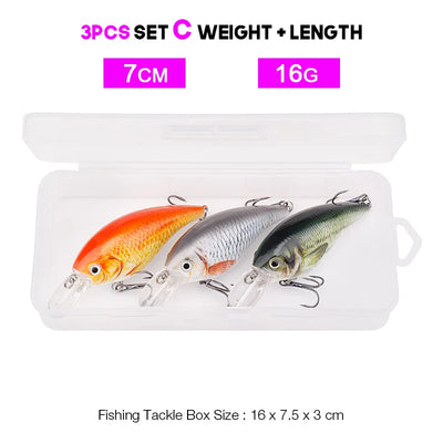 Floating Rattling Crankbait Lure Set for Pike