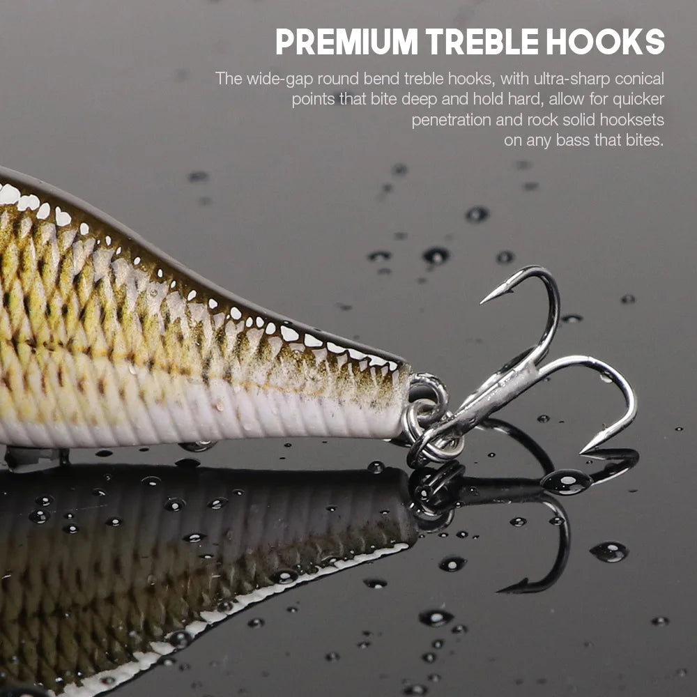 Floating Black Minnow Lure Set with Tackle Box
