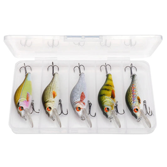 Floating Black Minnow Lure Set with Tackle Box