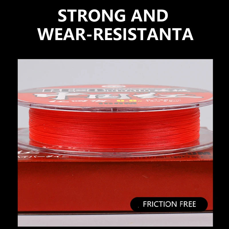 2023 New 100M/150M 8 Strands PE Line China Red Non-fading Braided Line Long Throw Multifilament Carp PE Fishing Line