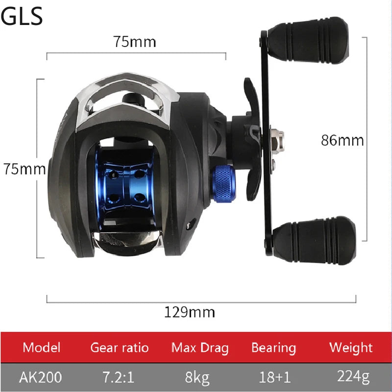 18BB Baitcasting Reel with Color Options and Strong Drag