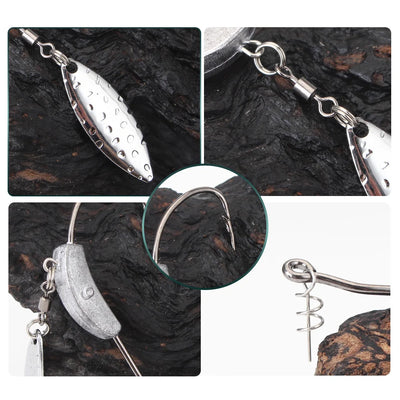 Offset Spinner Hooks with Metal Spoon and Jig Head