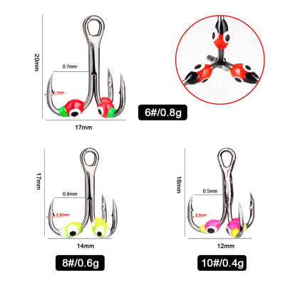 Diamond Eye Treble Hooks for Winter Fishing