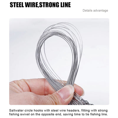 Anti Bite Steel Leader Line with Hooks and Swivels