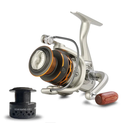 Professional Spinning Reel with Spare Spool and Smooth Cast