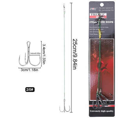 Steel Treble Hooks with Wire for Carp and Bass