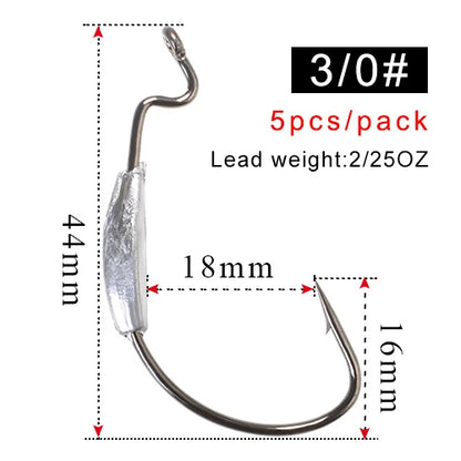 Wide Super Lock Hooks for Worm and Jig Fishing