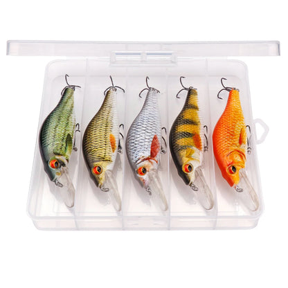 Floating Black Minnow Lure Set with Tackle Box