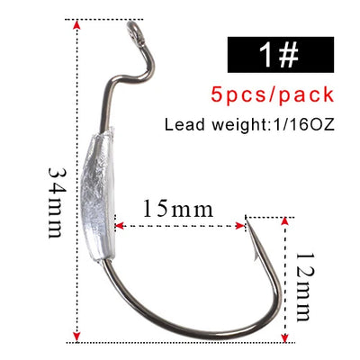 Wide Super Lock Hooks for Worm and Jig Fishing