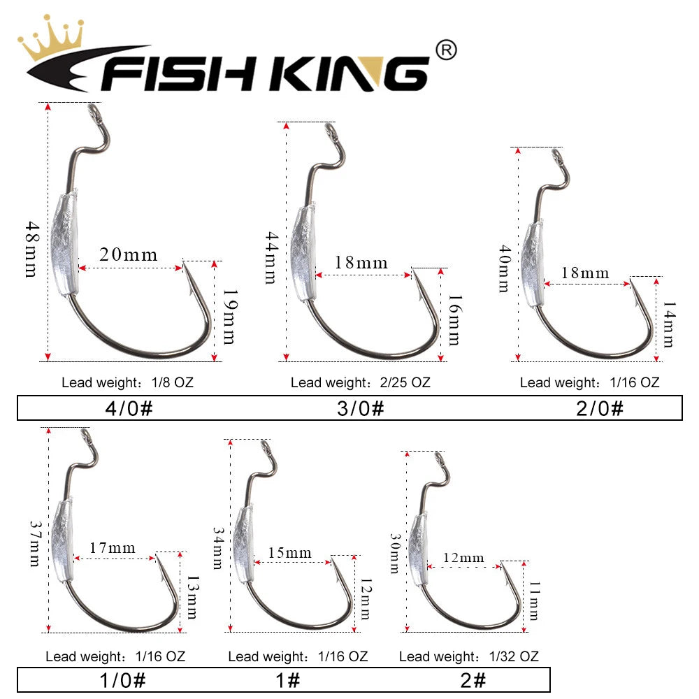 Wide Super Lock Hooks for Worm and Jig Fishing