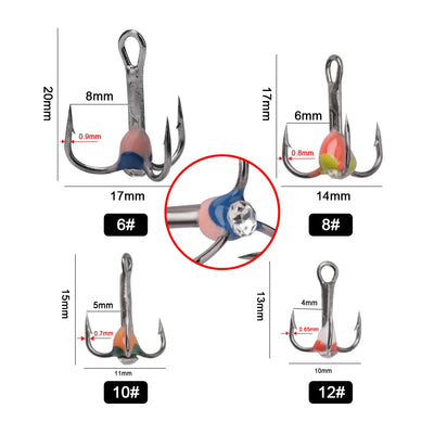 Diamond Eye Treble Hooks for Winter Fishing