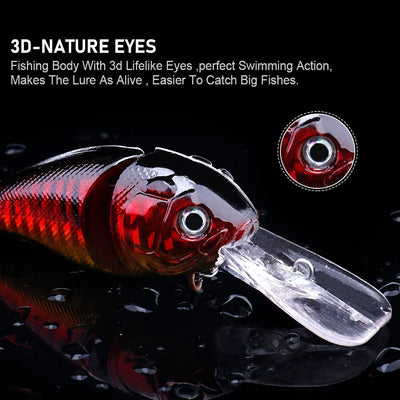 Swim Crankbait with 3D Eyes for Bass and Pike