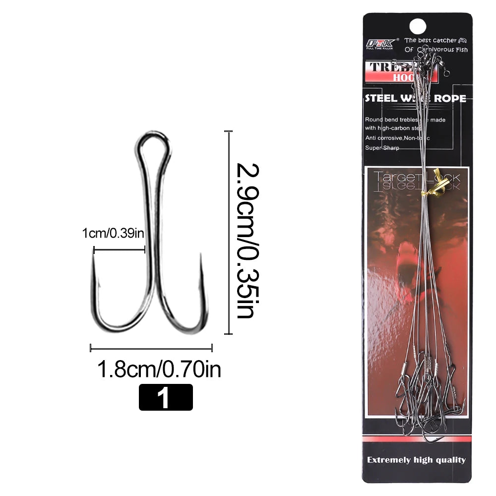 Double Barbed Hooks with Line for Carp Fishing