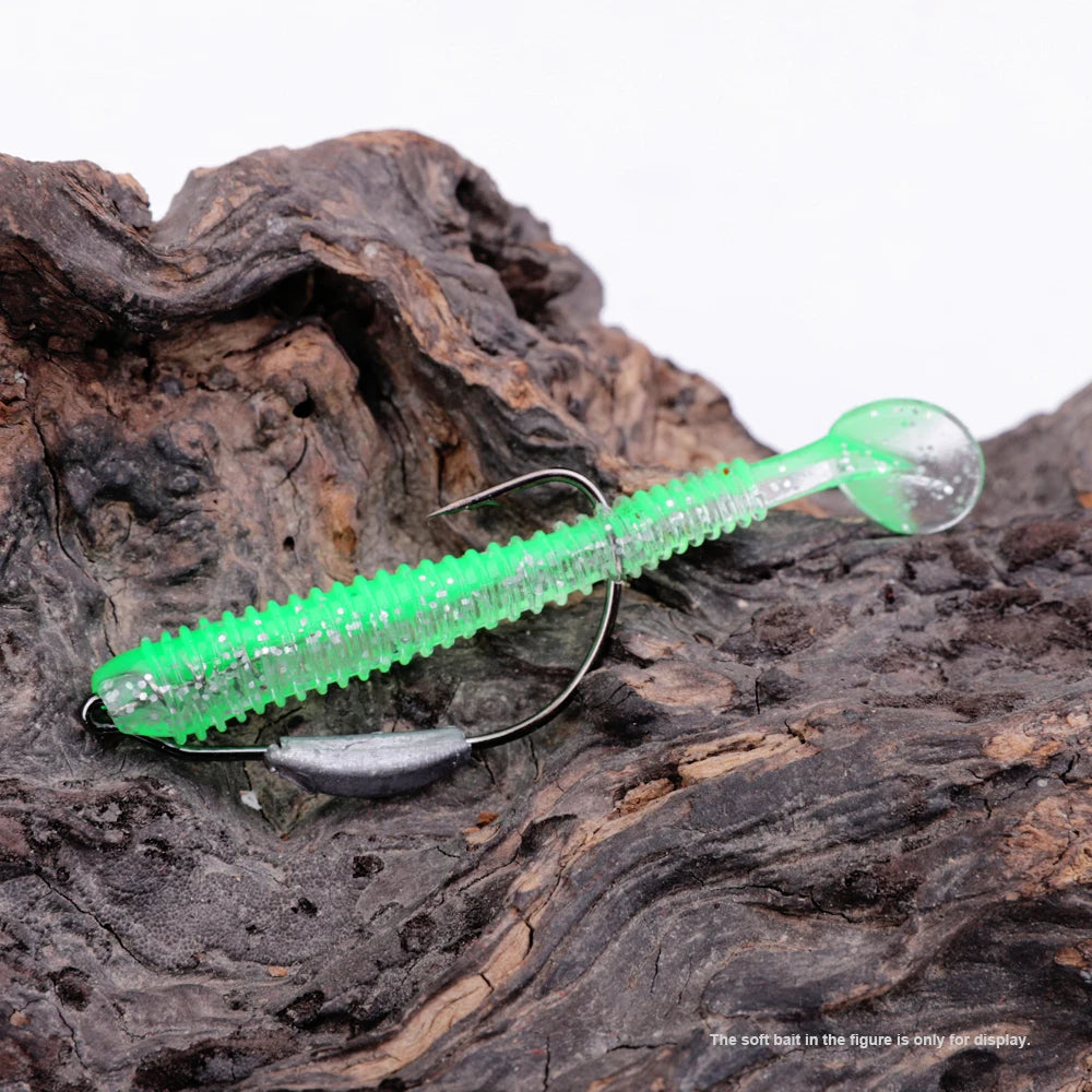 Weighted Offset Crank Hooks for Soft Bait Rigs