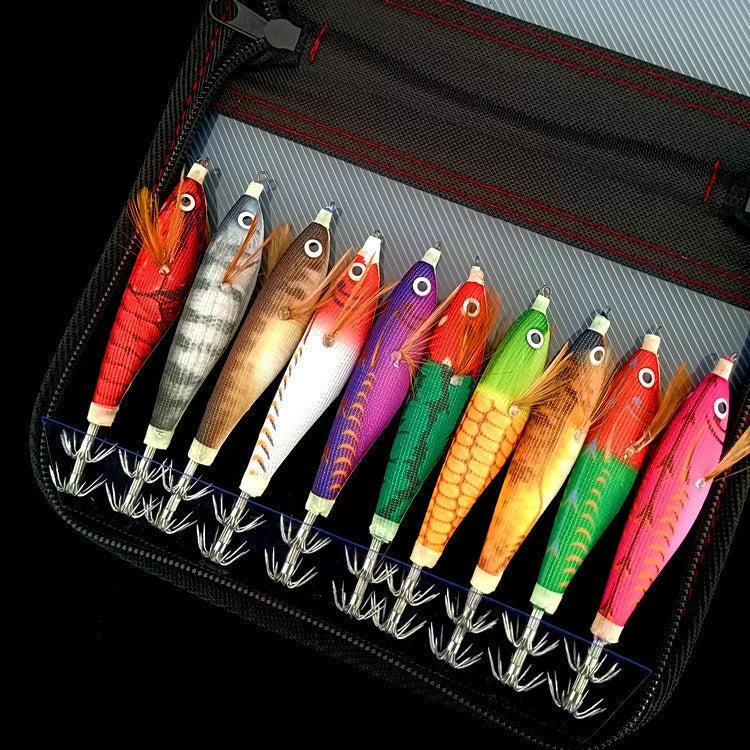 Wood Shrimp Squid Lure Set with Luminous Beads